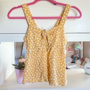 NWTBillabong Girls Lollipops Polka Dot Yellow V-Neck Tie Cropped Summer Tank Top